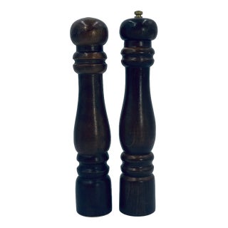 Vintage Wooden Salt and Pepper Mills, 1972, Set of 2 For Sale