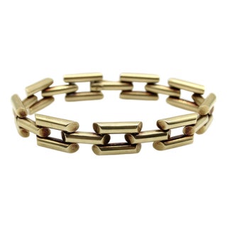 1940s Retro 14k Gold Tiffany & Co. Small Tank Line Bracelet For Sale