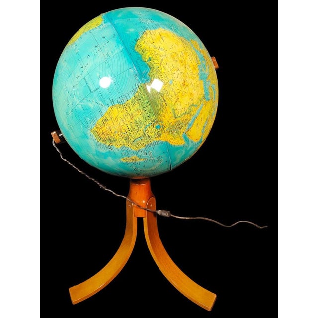 Blue Vintage Globe in Wood & Plastic For Sale - Image 8 of 15
