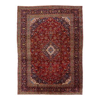 Red Allover Kashan Persian Wool Rug 10 X 14 For Sale