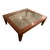 Karl Springer Style Contemporary Square Rosewood and Glass Coffee Table With Silver Leaf Trim For Sale
