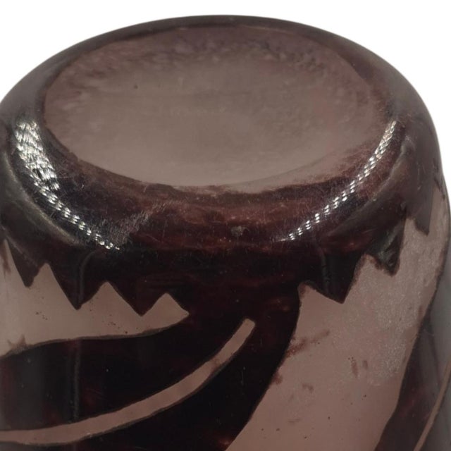 Large Degué French Art Deco Acid-Etched Cameo Glass Vase With Ruby Red Floral Overlay, Circa 1925 For Sale - Image 9 of 10
