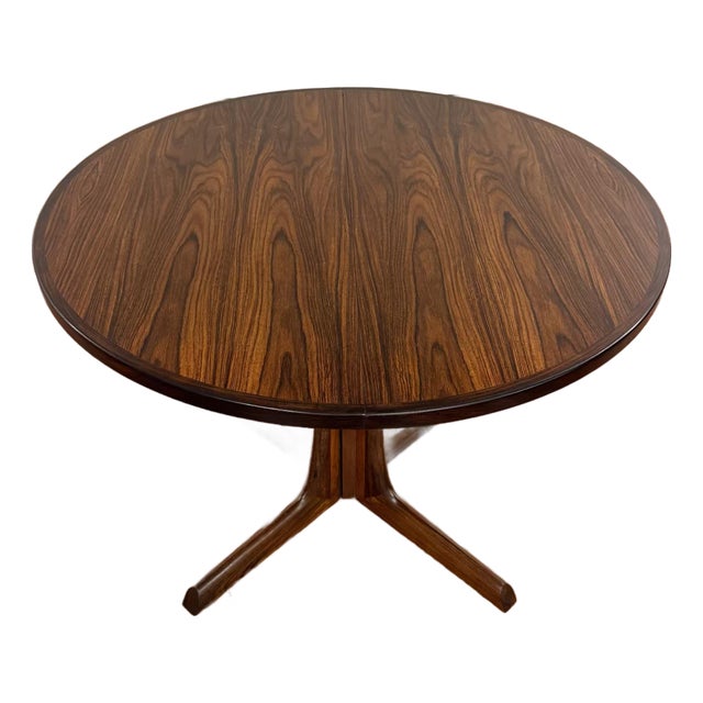 Gudme Danish Small Round Rosewood Dining Table With Leaf For Sale