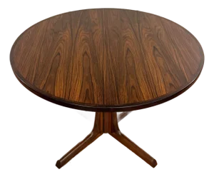 Gudme Danish Small Round Rosewood Dining Table With Leaf