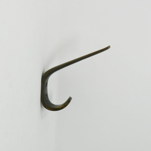 Metal Large Brass Coat Hooks by Franz Hagenauer for Hagenauer Wien, 1950s, Set of 6 For Sale - Image 7 of 7