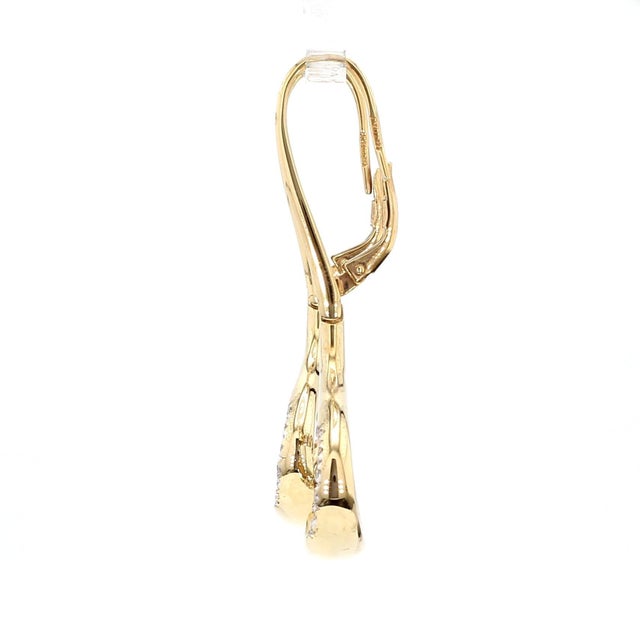Metal 14k Gold Wide Open Oval Drop Diamond Wire Clip Earring - Made in Italy, Pair For Sale - Image 7 of 10