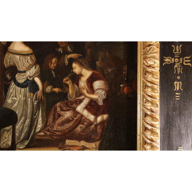 After Frans Van Mieris Il Vecchio, Company in an Interior, 1700, Oil on Canvas, Framed For Sale - Image 6 of 15
