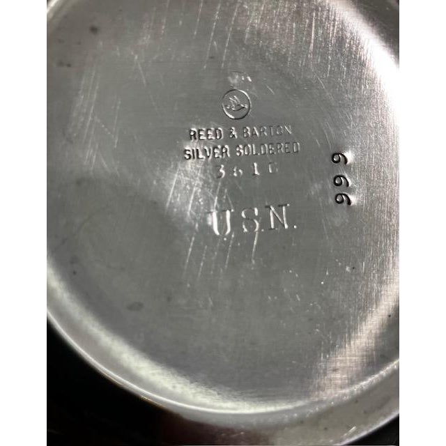 1940s Rare World War II United States Navy Reed & Barton Silver-Plated Wardroom Officers' Mess Service Set - Set of 3 1943-1945 For Sale - Image 5 of 10