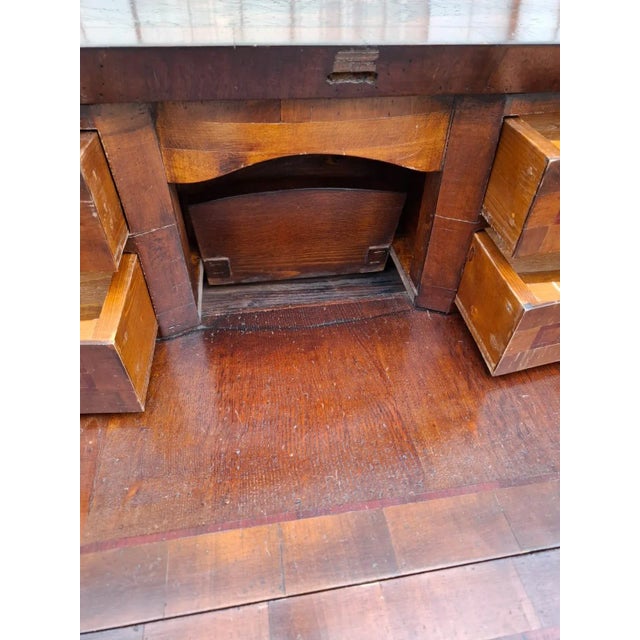 Wood Antique Baroque Revival Walnut Secretaire with Curved Drawers and Fall-Front Desk For Sale - Image 7 of 18