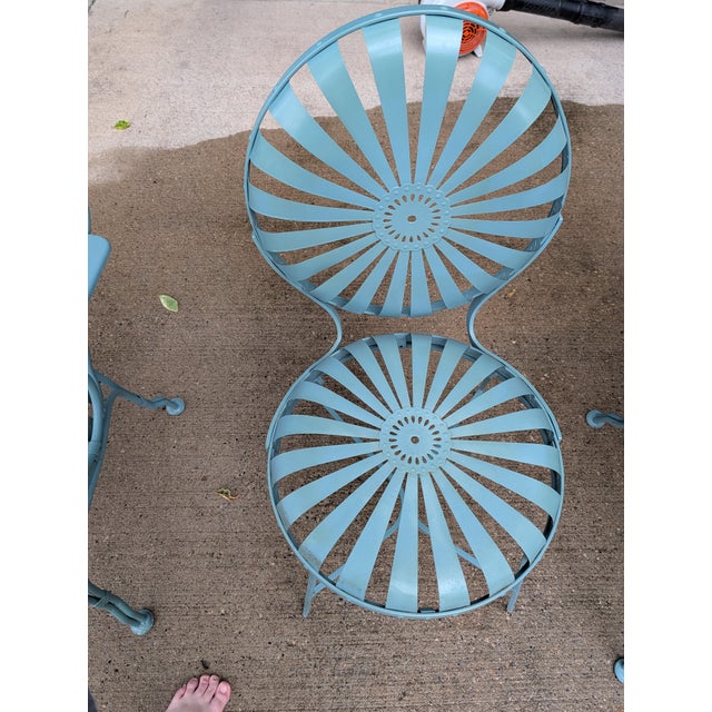 1930s Francois Carre Sunburst Chairs With Bench For Sale - Image 10 of 12