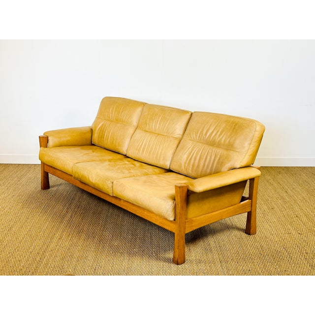 Scandinavian Living Room Set in Leather and Oak in the style of Pierre Chapo, 1960s, Set of 3 For Sale - Image 14 of 18