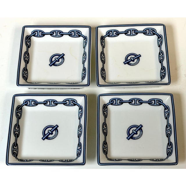 Red Late 20th Century Hermès Paris Chaîne d'Ancre Porcelain Nut or Sweetmeat Dishes, Set of Four For Sale - Image 8 of 13