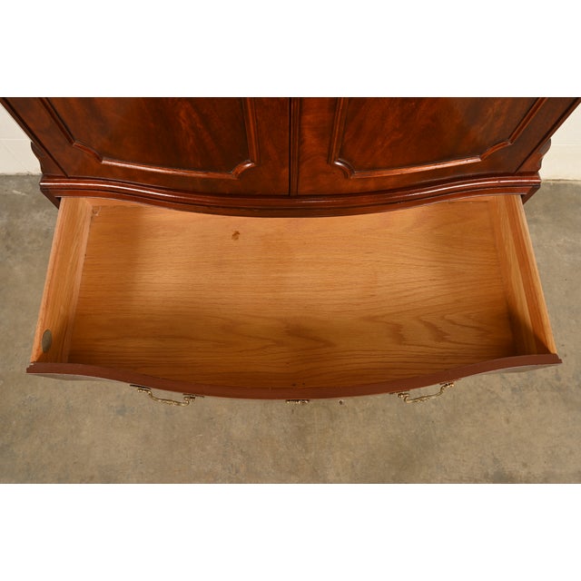Wood Baker Furniture Georgian Flame Mahogany Armoire Dresser or Media Cabinet For Sale - Image 7 of 13