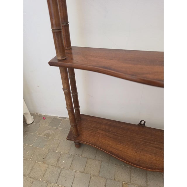 Vintage Bamboo Wall Shelf Faux Bamboo Étagère Hollywood Regency Wall Display Shelf Chinoiserie Cottage Bookcase Decor For Sale - Image 10 of 11