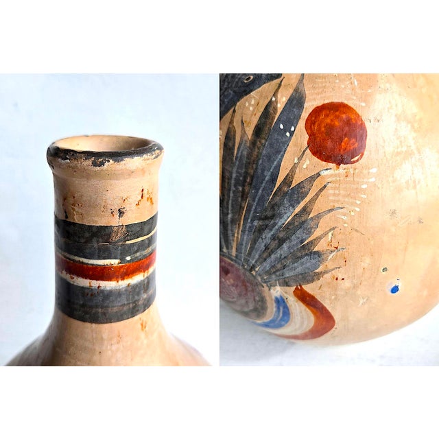 1960s Tonalá Mexico Burnished Glaze Ceramic Water Jug/Decanter With Cup, 2 Piece Set For Sale - Image 12 of 12