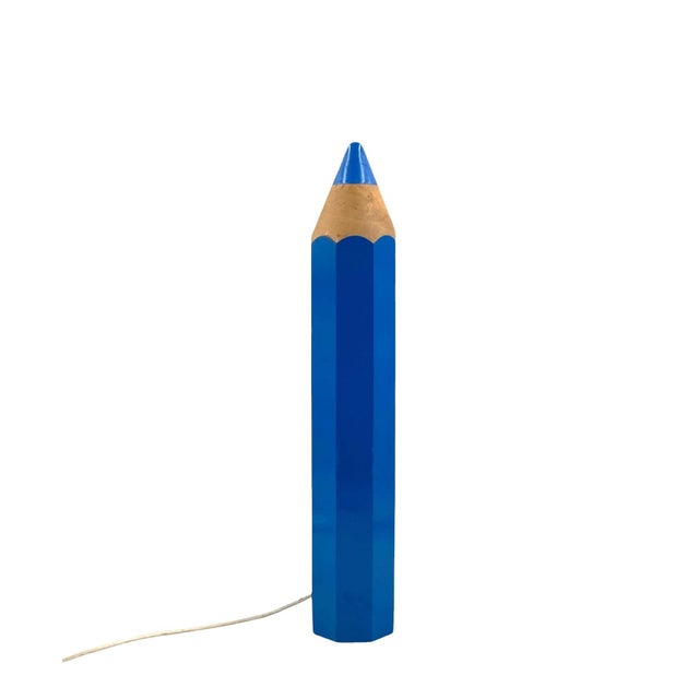1980s Vintage Blue Pencil Table Lamp by Michel Aroutcheff, 1980s For Sale - Image 5 of 12