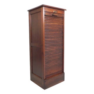 Oak Roller Shutter Cabinet with Shutter, 1930s For Sale