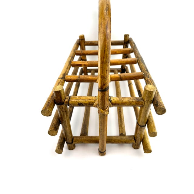 Brown Mid Century Burnt Tortoise Bamboo Wine Rack For Sale - Image 8 of 9