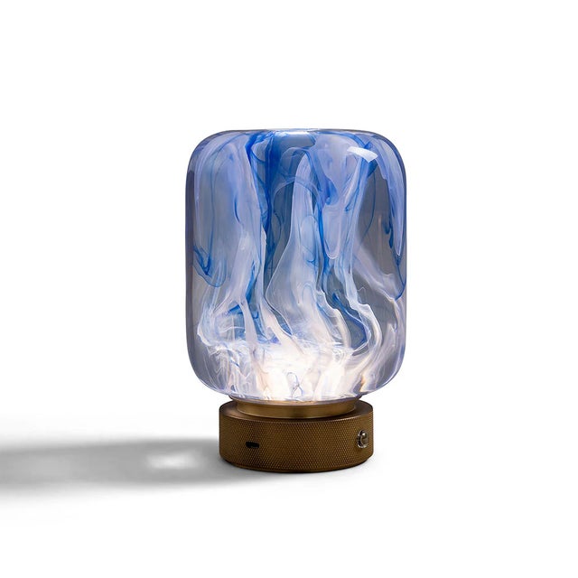 Oceanic Marbled Blue LED Cordless Lamp For Sale In Chicago - Image 6 of 6