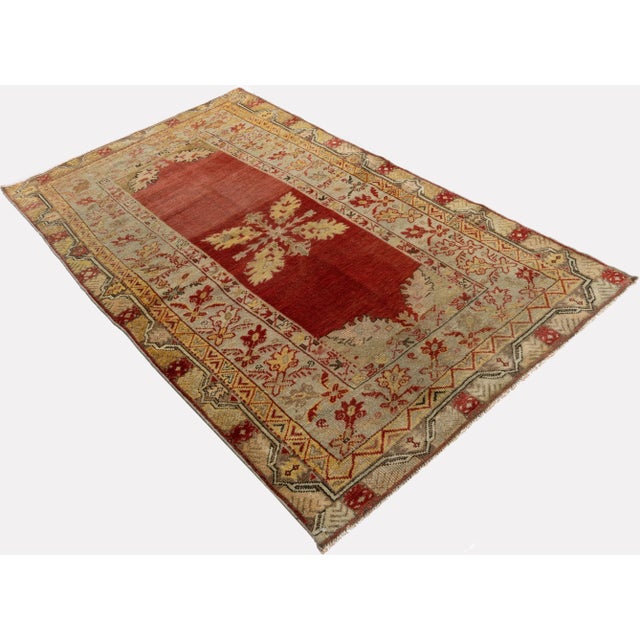 1940s Vintage Turkish Oushak Area Rug 3'5 X 5'8" For Sale - Image 9 of 10