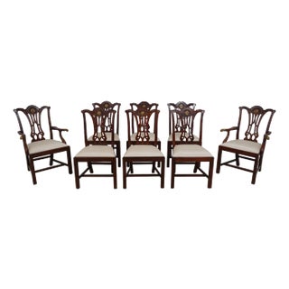Set of 8 Maitland Smith Chippendale Mahogany Dining Room Chairs For Sale