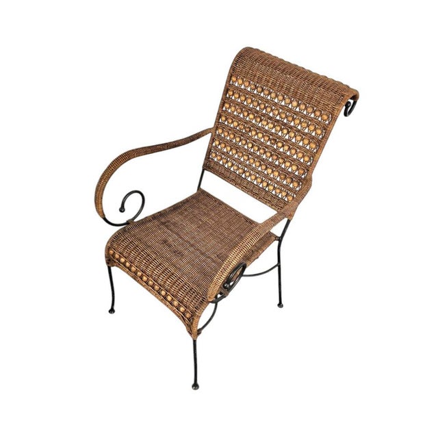 Wrought Iron and Rattan Armchairs, 1970s, Set of 2 For Sale - Image 4 of 15
