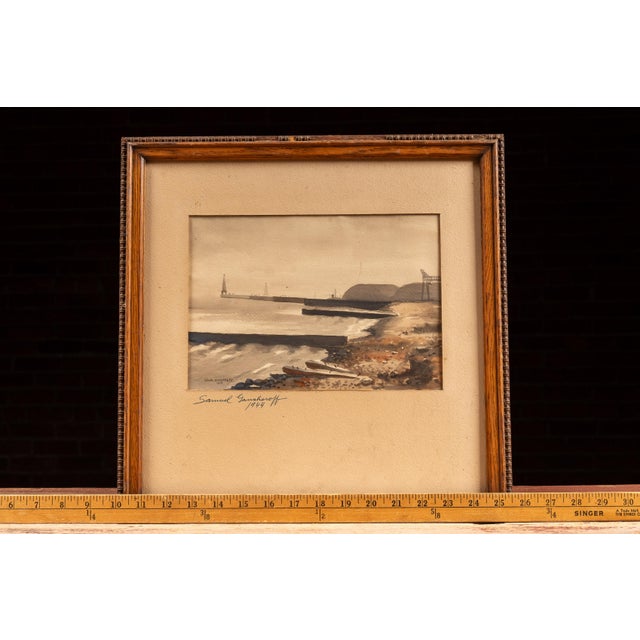 1940s 1940s Milwaukee | Framed 1944 Samuel Gansheroff Watercolor Painting, Signed and Dated For Sale - Image 5 of 5