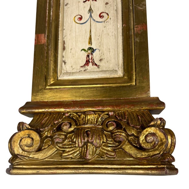 Antique Gilt Architectural Pilasters, Hand-Painted Floral Motifs, 1950 For Sale - Image 12 of 12