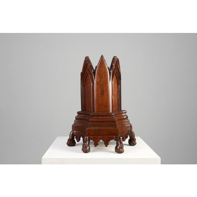 A striking example of 19th-century French craftsmanship, this neo-Gothic umbrella stand. Hand made in solid oak it...