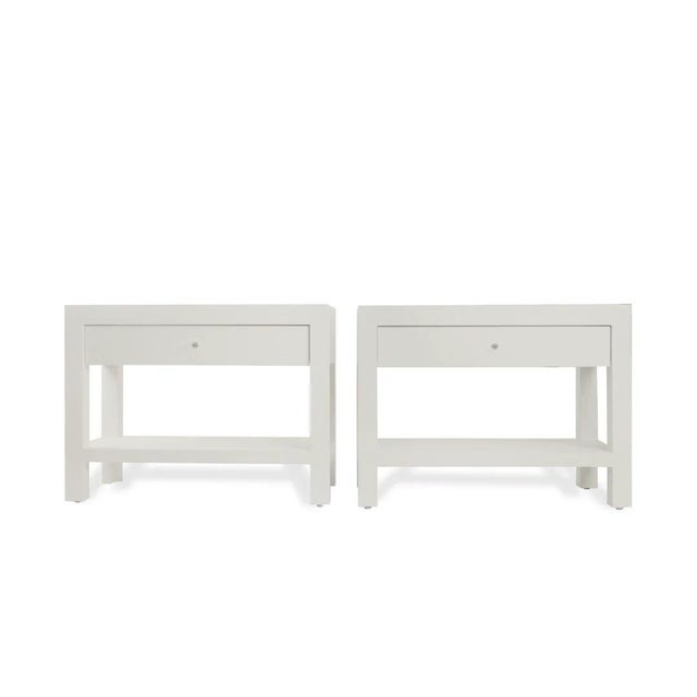 Custom Contemporary Linen Wrapped Nightstands, A Pair For Sale - Image 4 of 8
