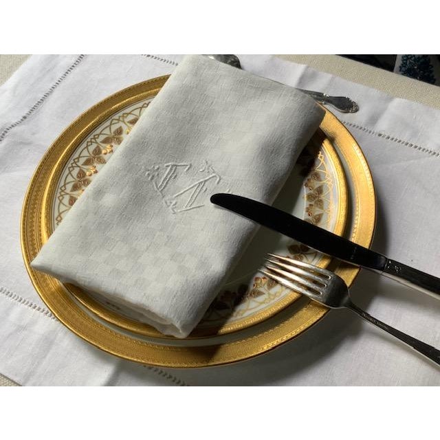 Antique French Damask Linen Dinner Napkins, Monogrammed Ft, Set of 8 | C. 1930s For Sale - Image 11 of 18
