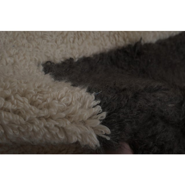 Beige Vintage Angora Wool Turkish Shaggy Rug 3'3'' X 4'5'' For Sale - Image 8 of 11