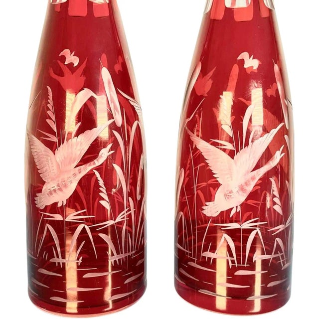 This vintage pair of 1960s Egermann decanters brings refined Bohemian craftsmanship to the bar or display shelf. Each...