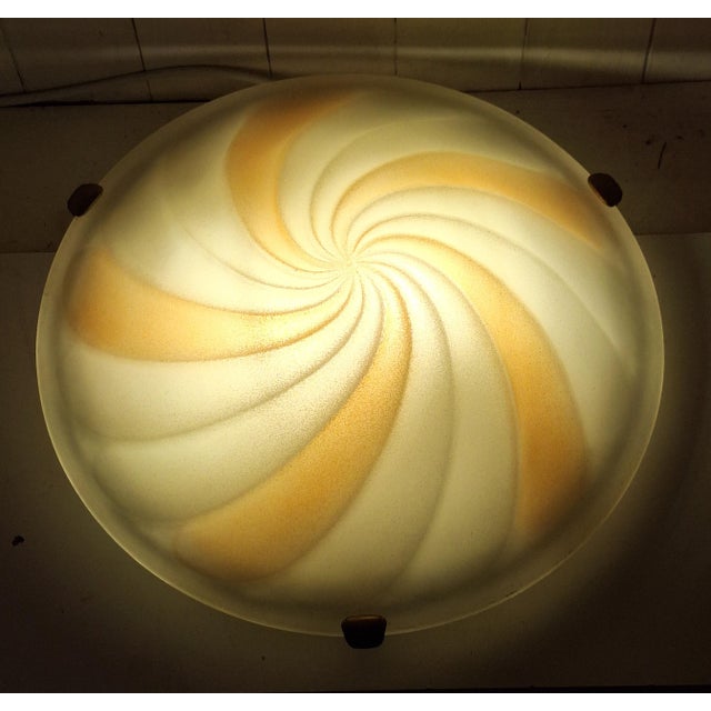 1990s Vintage German Ceiling Lamp in Lightly Tinted and Segmented Relief Glass from Bonalux, 1990s For Sale - Image 5 of 8