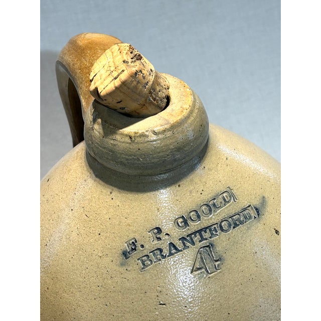 Mid 19th Century Extremely Rare Has Original Cork 4-Gallon F. P. Goold Brantford Pottery Jug For Sale - Image 12 of 17