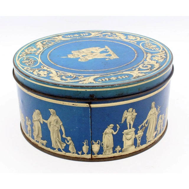 Circa 1900 "Wedgewood" Blue Jasperware Biscuit Box by Huntley & Palmers For Sale - Image 4 of 9