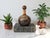 1960's vintage Fausto Corduri leather wrapped liquor or wine decanter. It features a bulbous round body covered in dark...