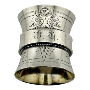 Unusual Style Extra Large Size Antique American Heavy Solid Coin Silver Napkin Ring - Circa 1860s
