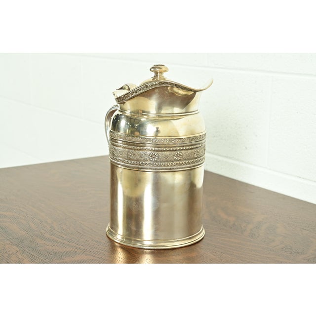 Victorian Antique Tiffany & Co. Victorian Silverplate Repoussé Pitcher For Sale - Image 3 of 12