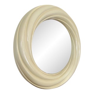 1980s Round Wall Mirror in the Style of Karl Springer For Sale
