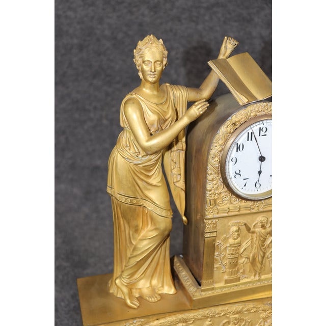 Fine French Empire Style Figural Maiden Solid Bronze Mantel Clock 1900s Era For Sale - Image 9 of 15