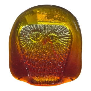 1980s Amberina Blenko Owl Bookend Don Shepherd For Sale