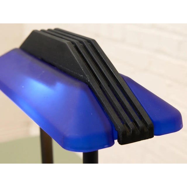 Vintage Postmodern Cobalt Blue and Black Double Arm Desk Lamp For Sale - Image 9 of 11
