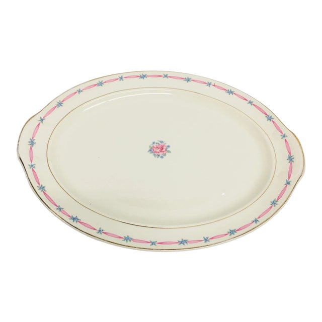 Vintage Taylor Smith Taylor Floral Decorated Serving Platter For Sale