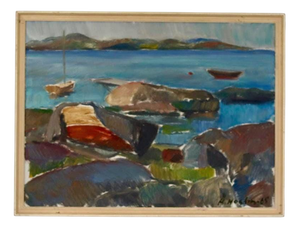 B Höglind, Coastal Landscape, 1965, Oil on Canvas, Framed