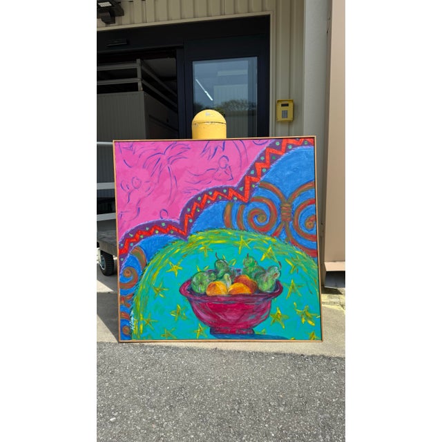 1992 Colorful Retro Modern Painting, Signed R. Davey For Sale - Image 9 of 9