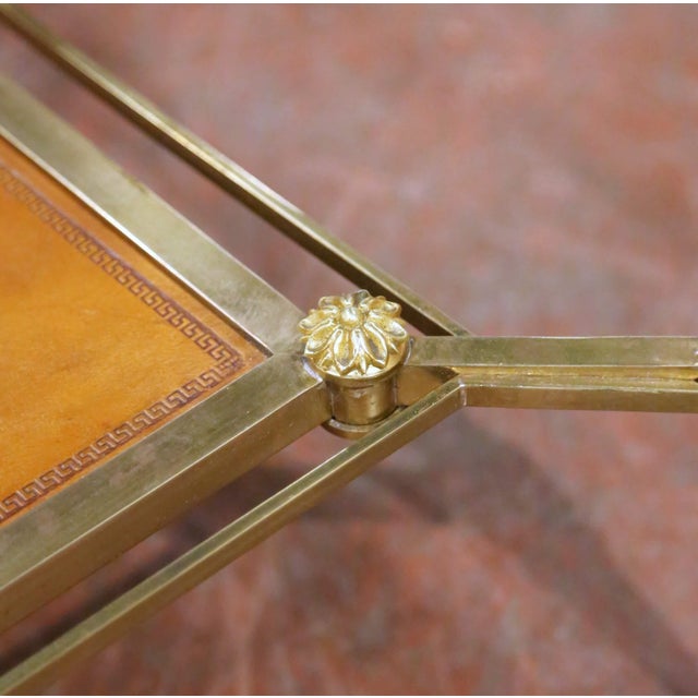 Bronze Mid-Century French Maison Jansen Bronze and Leather Two-Tier Coffee Table For Sale - Image 8 of 8