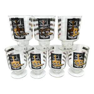 1960s Cera Mid Century Lincoln Beer Glasses Set of 7