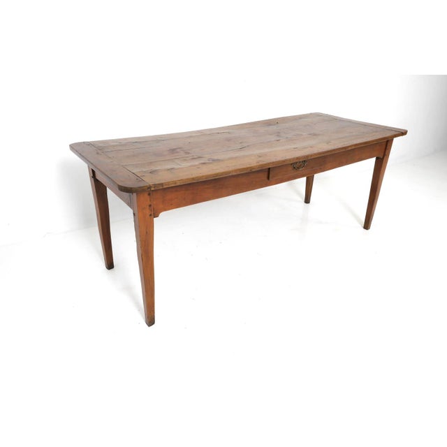 French Provincial Fruitwood Farm Table For Sale - Image 4 of 14