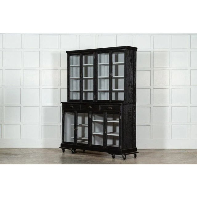 Late 19th Century English Ebonised Glazed Pine Dresser or Bookcase, 1890 For Sale - Image 5 of 12